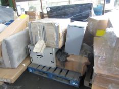 PALLET OF METAL FILING CABINETS. ALL UNCHECKED