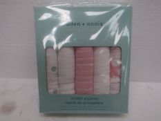Aden + Anais - pack of 5 Muslin Squares - New & Boxed.