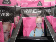 4x Packs of 4 Social Lab High quality Washable / Breathable Kids face masks - (Boys) - New &
