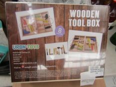 Urban Toys - 8 Pc Wooden Tool Kit - Unchecked & Boxed.