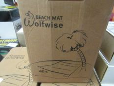 Wolf wise Nylon Beach mat, measures 9ftx7ft when layed out, looks unsued and boxed