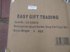2x Easy Gift Trading - Black Marble Deep Fat Fryer Set - Unchecked & Boxed.