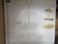 Excellent homewares 3 tier cake stand, uncheckeand boxed