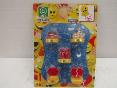 3x packs of 5 Emoji Stamps Sets - New & Packaged.