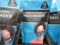 4x Packs of 4 Social Lab High quality Washable / Breathable Kids face masks - (Girls) - New &