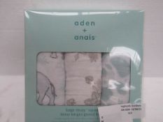 Aden + Anais - pack of 3 Jungle Muslin Squares - New & Boxed.