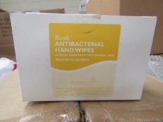 20x Robinsons Healthcare - Readi Antibacterial Hand Wipes (Alcohol Based - 20 Sachets Per Box) -