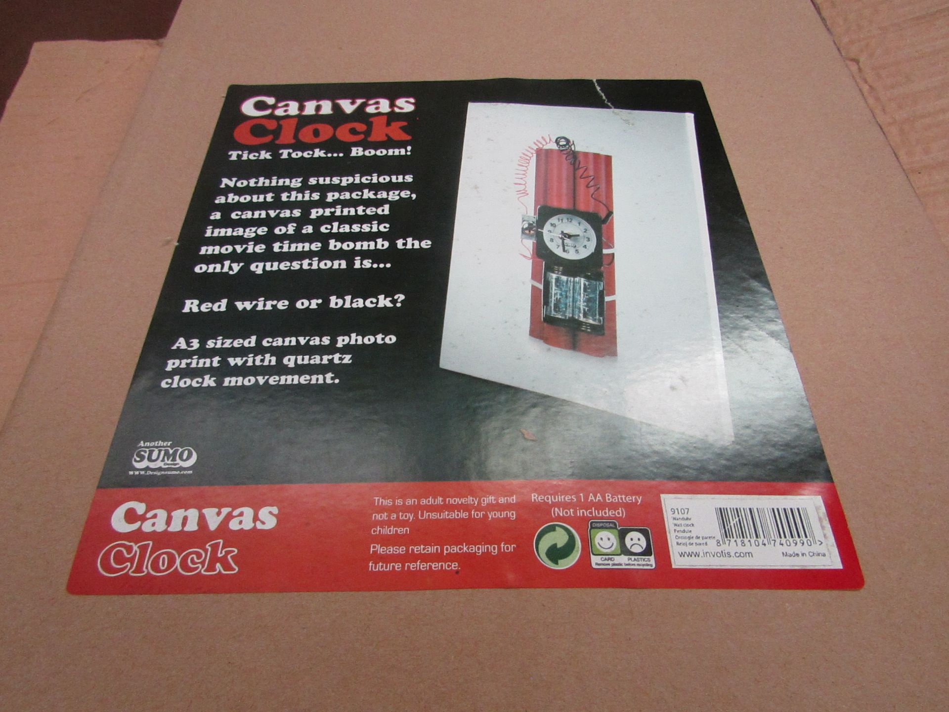 5x Sumo - TNT Canvas Clock (A3 Sized ) - Battery Operated. - Unused & Boxed.