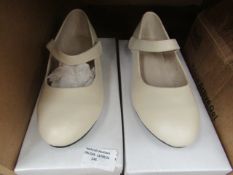 2x pairs of Unbranded - Beige One Strap Flat Shoes - Size 2 1/2 and size 2 - both Unused & Boxed.