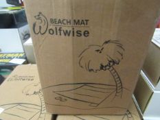 Wolf wise Nylon Beach mat, measures 9ftx7ft when layed out, looks unsued and boxed