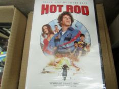 Box of approx 20x Hot Rod DVD's, all new and sealed.