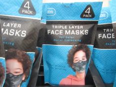 4x Packs of 4 Social Lab High quality Washable / Breathable Kids face masks - (Girls) - New &