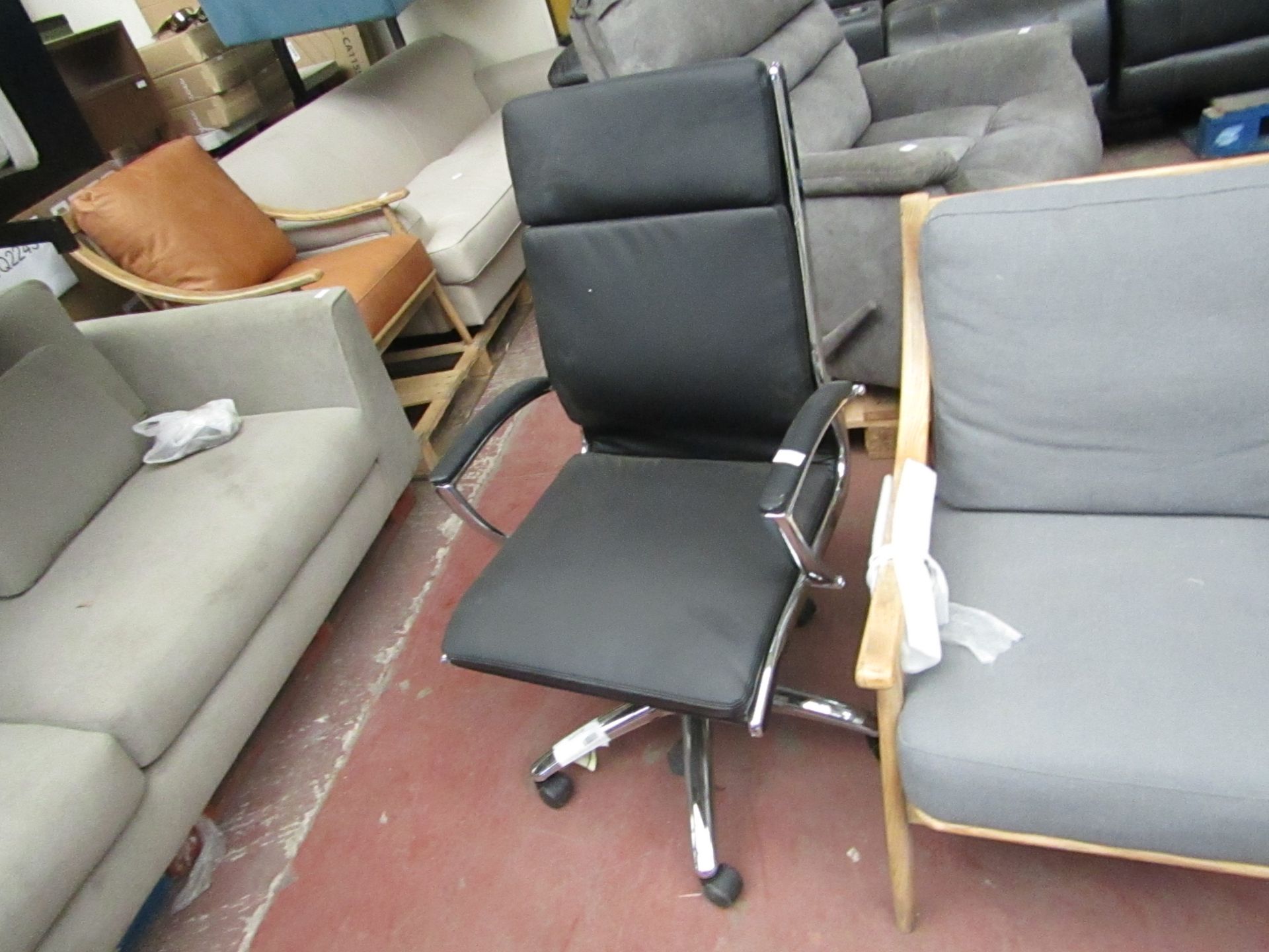 Costco leather and chrome office chair, no major damage.