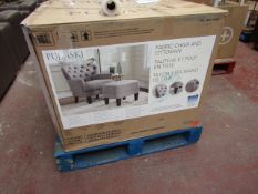 | 1X | COSTCO BRITTANY FABRIC ACCENT CHAIR WITH OTTOMAN, GREY | UNCHECKED & BOXED | RRP £450 |