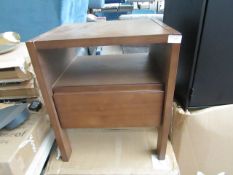 | 1X | MADE.COM LEDGER BEDSIDE TABLE, DARK STAIN ASH | NO VISIBLE MAJOR DAMAGE HOWEVER THERE IS A