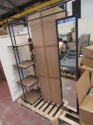 | 1X | COX & COX METAL VALET WITH MIRROR AND SHELVES | BLACK & WOOD | LOOKS IN GOOD CONDITION &