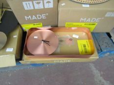 1 x Made.com Bard Pendulum Wall Clock Brushed Copper RRP £45 SKU MAD-CLKBAR002COP-UK TOTAL RRP £45