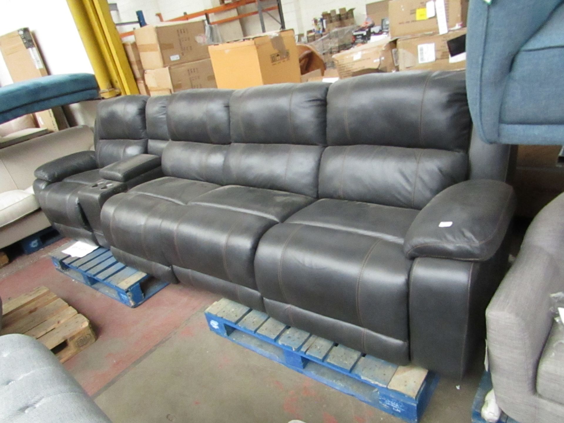Pulaski leather 5 piece sofa with armrest and recliner, missing corner part but is still