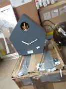 1 x Made.com Lark Cuckoo & Pendulum Wall Clock Charcoal Grey RRP £85 SKU MAD-CLKLAR001GRY-UK TOTAL