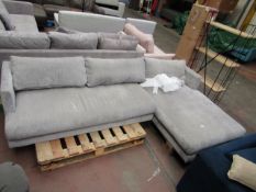 | 1X | MADE.COM L-HAND CORNER FABRIC SOFA | NO MAJOR DAMAGE AND INCLUDES FEET | RRP £999 |