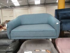 | 1X | MADE.COM BLUE FABRIC LOVESEAT | NO MAJOR DAMAGE AND NO FEET | RRP £399 |