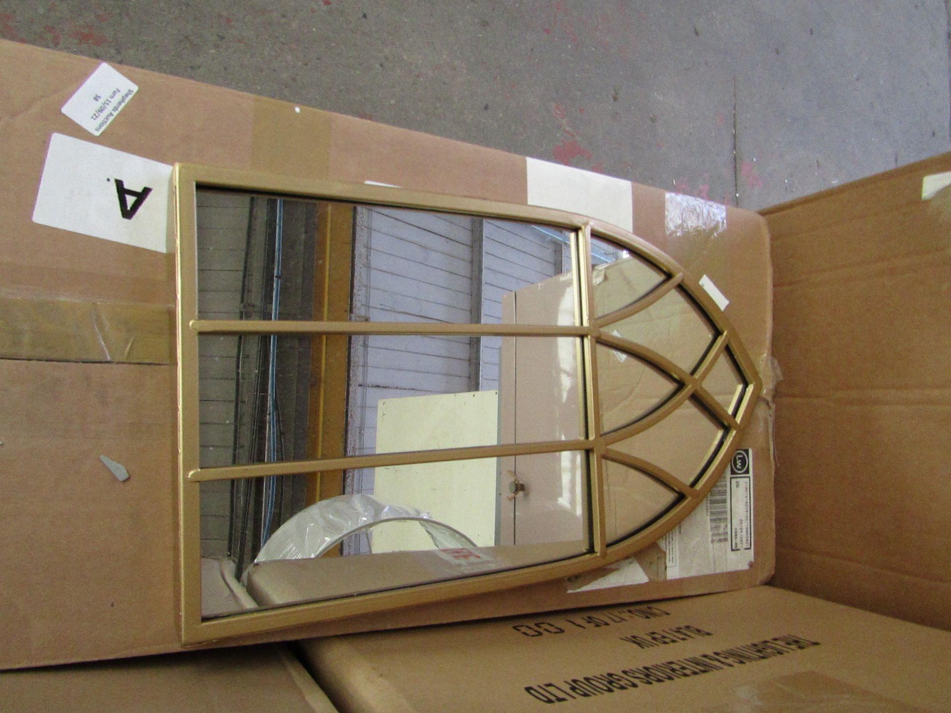 | 1X | COX & COX SMALL GOLD GOTHIC MIRROR | LOOKS IN GOOD CONDITION & BOXED | RRP œ50 |