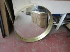 | 1X | MADE.COM ALANA ROUND MIRROR 50CM BRUSHED BRASS | ITEM LOOKS IN GOOD CONDITION WITH NO BOX |