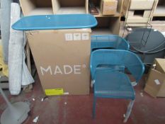 | 1X | MADE.COM TICE GARDEN COMPACT BISTRO SET, TEAL | ITEM LOOKS TO BE IN GOOD CONDITION &