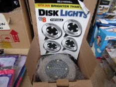 1x Box of 8 Solar Disk Lights - Unchecked & Boxed