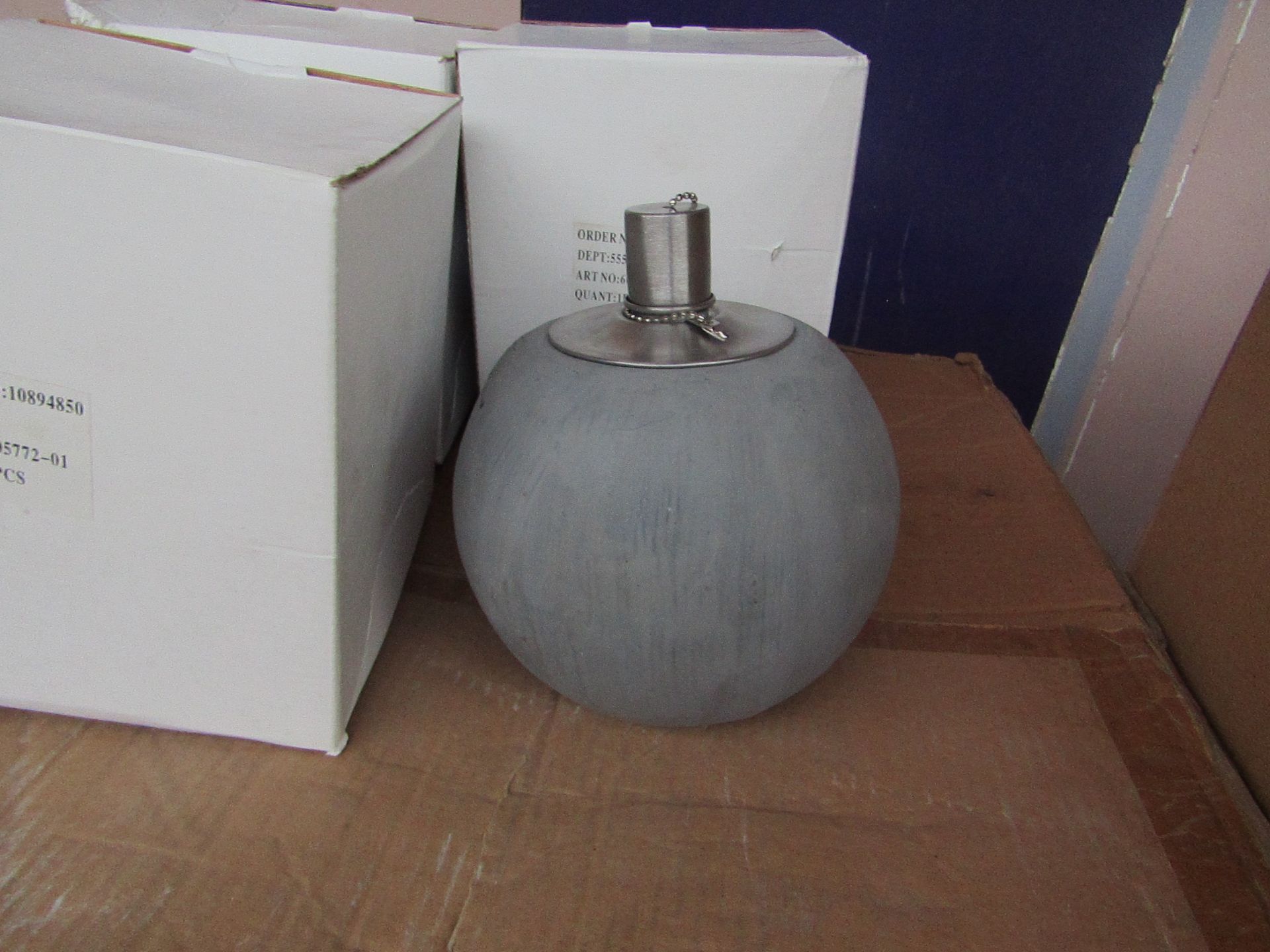 5x Grey Concrete Citronella Oil Garden Table Lamp Light - Unchecked & Boxed - RRP £24.99 For Each