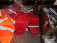 2x Red Stormberg Hi Vis Trousers - New & Packaged - Size 1