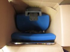 Queen Rome low back visitor chromed framed black plastic blue cushioned chair - New & Boxed. RRP £