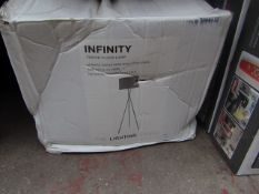 The Lighting Studio - Infinity Tripod Floor Lamp ( Chrome Base With Linen Shade & Metallic