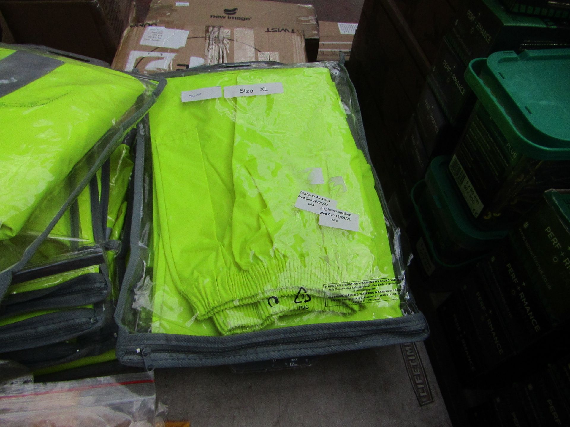 2x Unbranded - Hi-Vis Green Work Trousers - Size XL - Unused & Packaged.