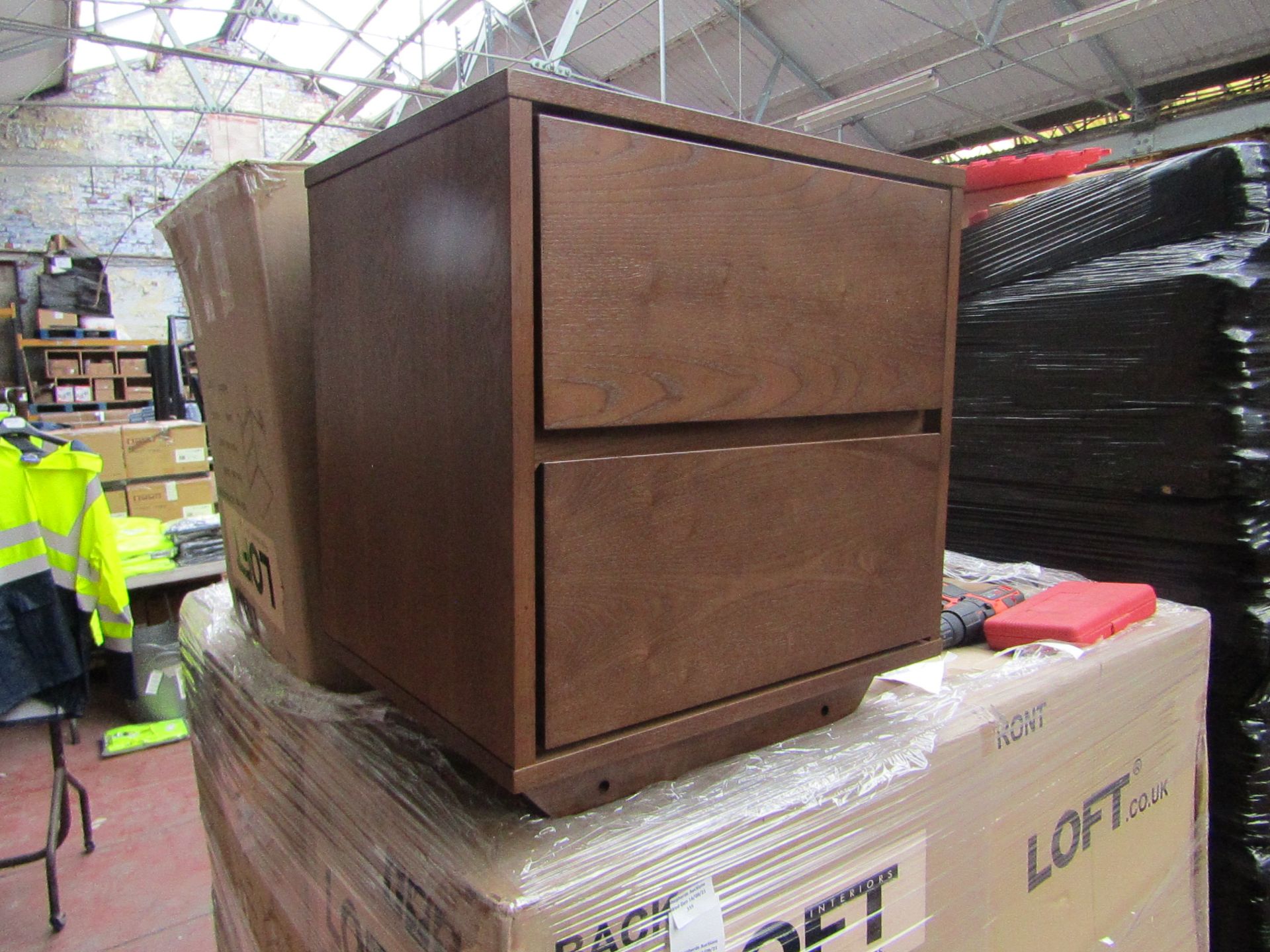 1x LOFT INTERIORS Moller Premium 2 Drawer Bedside Unit in Ash TOTAL RRP £120 This lot is a