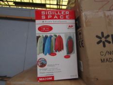 4x Sigiller Space - Box of 2 Clear Hanging Wardrobe Vaccum Storage bags - RRP £14.99 - Unchecked &