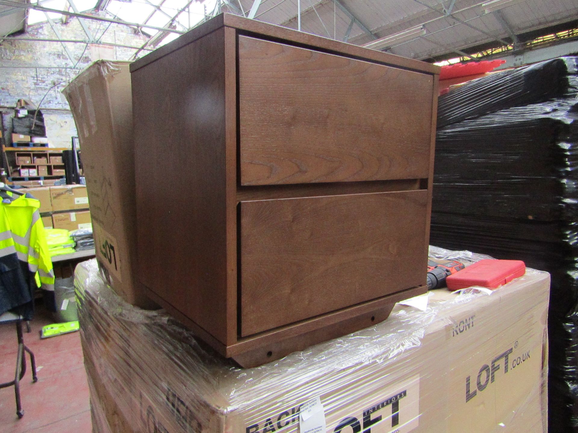 1x LOFT INTERIORS Moller Premium 2 Drawer Bedside Unit in Ash TOTAL RRP £120 This lot is a