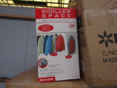 4x Sigiller Space - Box of 2 Clear Hanging Wardrobe Vaccum Storage bags - RRP £14.99 - Unchecked &