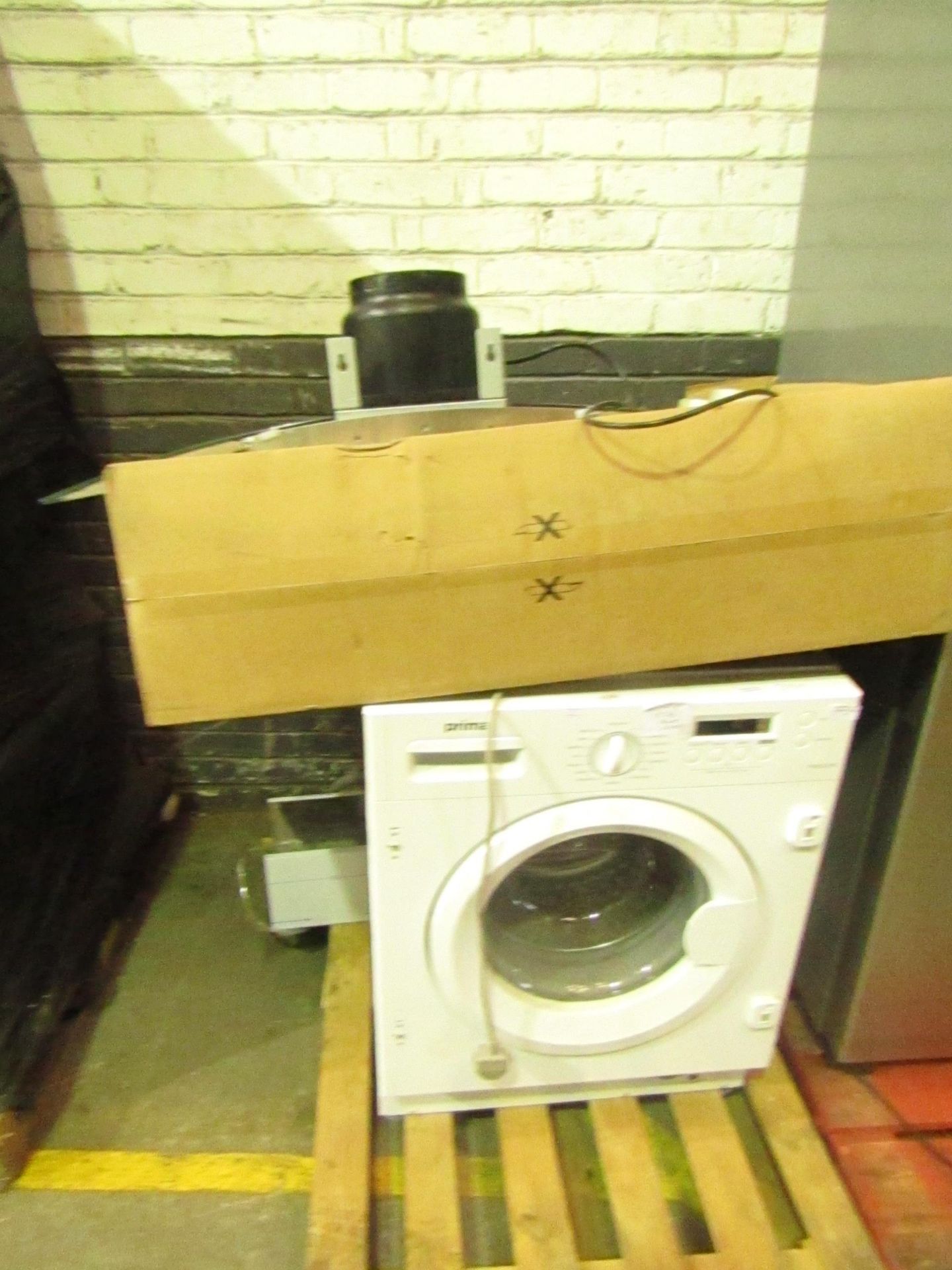 2x Prima Items being a Curved glass 90cm extractor unit, unchecked nad intergrated washing machine