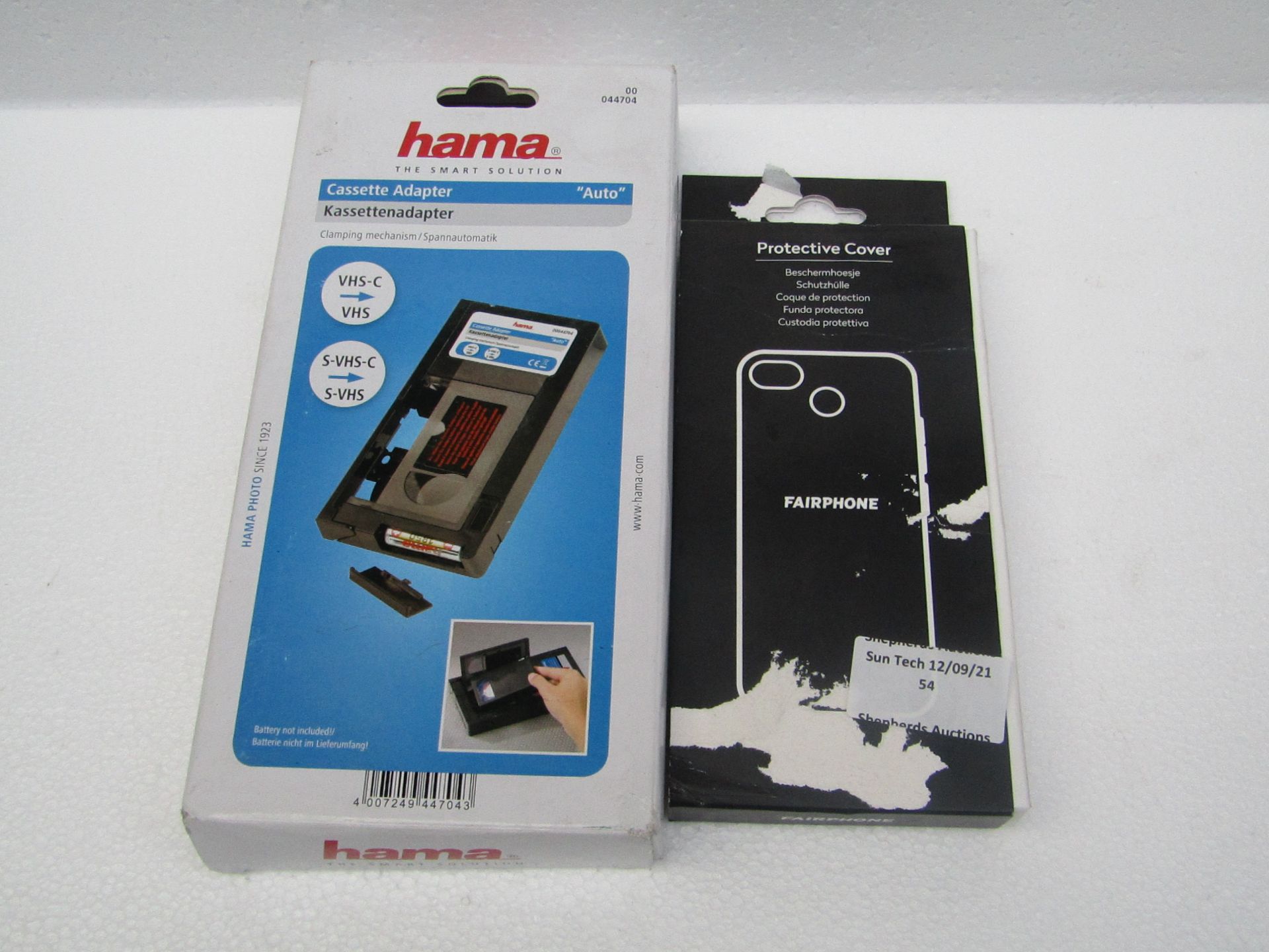 2x Items being; Hama cassette adaptor and a Fairphone protective cover, unchecked.