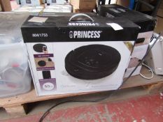 Princess robot vacuum cleaner, vendor suggests tested working and boxed.