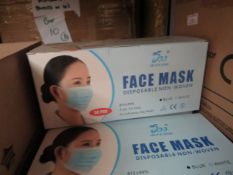 2x Boxes of 50 Blue Disposable Face Masks