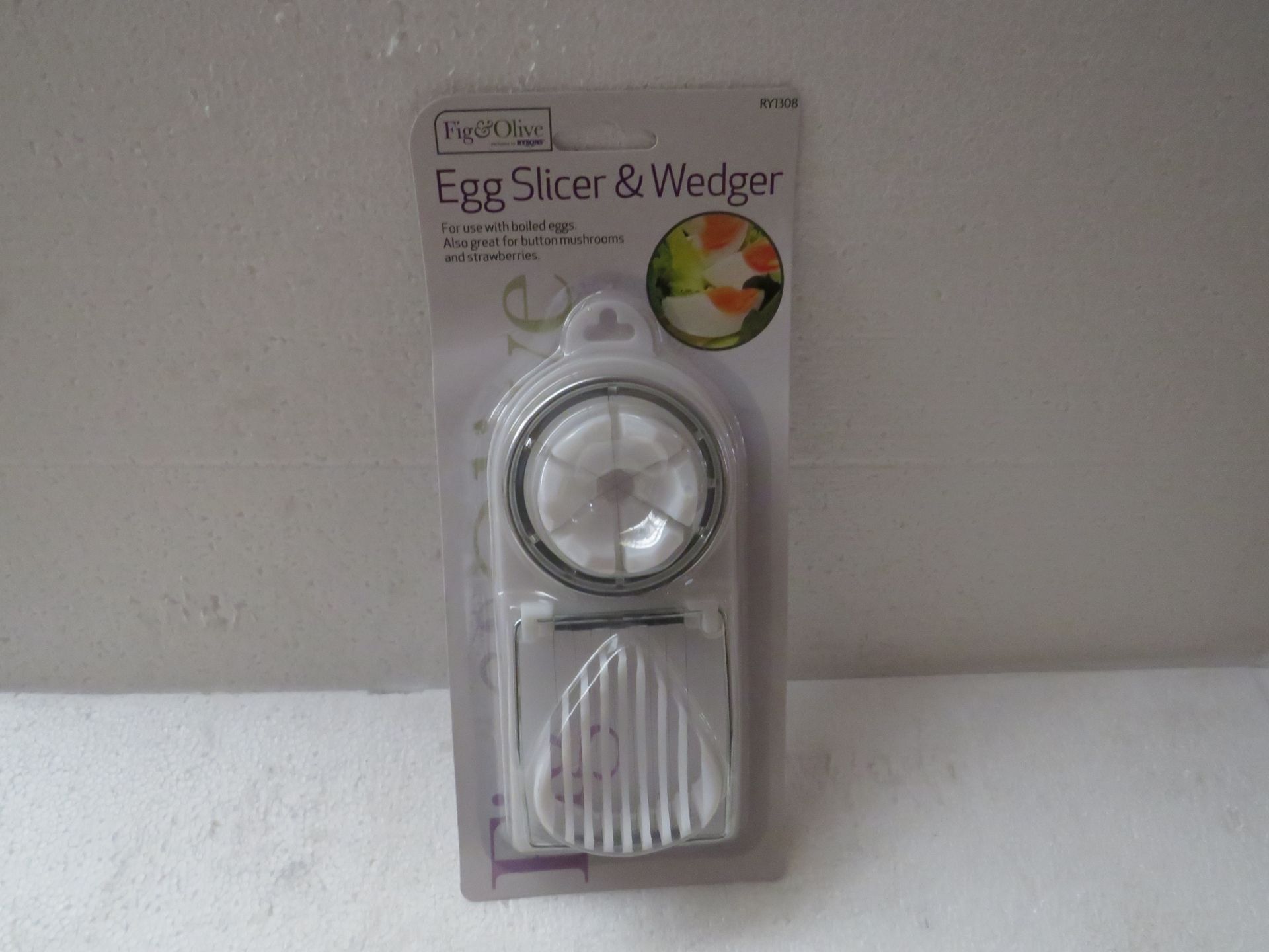 1X BOX CONTAINING APPROX 45 FIG & OLIVE EGG SLICER & WEDGER - NEW & PACKAGED.