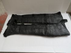 1x pair of black leather motorbike wind / winter leg protector - new & packaged - RRP £37.99.