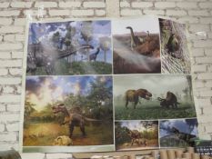 5x Dinosaur Wall Art With 30g Wall Paper Paste - New & Packaged - See Image for Design.