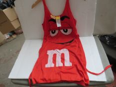 2x M&M Red 1 piece tank dress - size 4-10 - new & packaged.