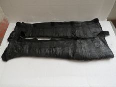 1x pair of black leather motorbike wind / winter leg protector - new & packaged - RRP £37.99.