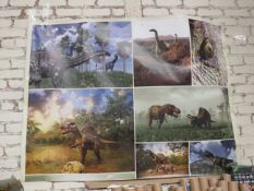 5x Dinosaur Wall Art With 30g Wall Paper Paste - New & Packaged - See Image for Design.