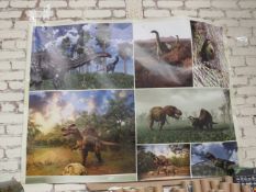 5x Dinosaur Wall Art With 30g Wall Paper Paste - New & Packaged - See Image for Design.