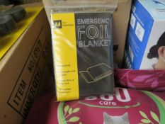 20x AA emergency foil blanket, new and packaged.